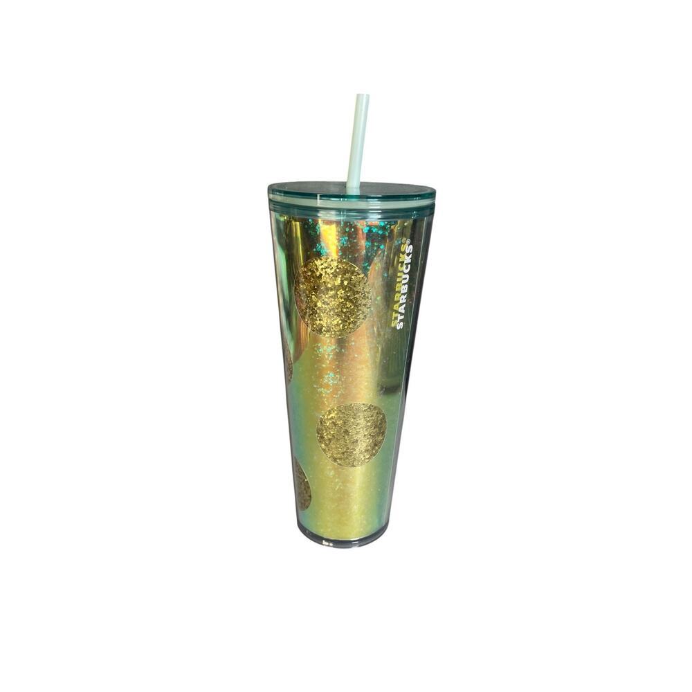 Starbucks 24oz. Holiday 2020 Gold Glitter Polka Dot Cold Cup Tumbler